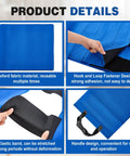 Adjustable Cargo Pallet Straps Bundle For Shipping And Storage Reusable Pallet Wrap Ties 19.3 Inch Wide By 15 Foot Long Bright Blue Oxford Fabric Easy To Use Alternative To Stretch Film, showing elastics, fasteners, and handle details