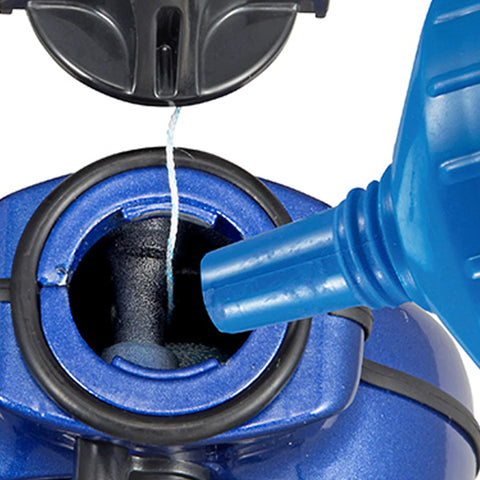 Image showing the easy-fill nozzle pouring fade-resistant ultra-fine blue chalk into a container for carpenters, 10.5 oz size