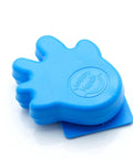 Blue Anti Slam Door Safety For Kids Two Pack Finger Trap Stoppers With Adhesive Pad shown in a hand shape
