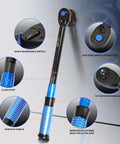UPGRADE 1/2" Drive Click Torque Wrench, 10-180 ft.lb, blue, with 72-tooth click head, non-slip handle, and dual-direction features