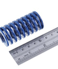 Blue Light Load Compression Springs Set Of 6 For 3D Printer Mold Die Applications, shown with ruler for size reference.
