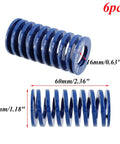 Blue Light Load Compression Springs Set Of 6 For 3D Printer Mold Die Applications, 30mm Outer Diameter, 60mm Free Length