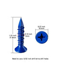 Wensilon WenSilon(30 PCS) 3/16''x1-1/4 Concrete Screw Anchor Blue Flat Head with measurements and drill bit size guide on white background