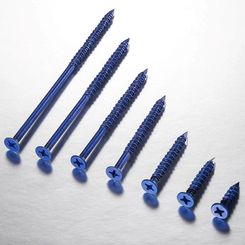 Blue flat head concrete screws in various sizes, part of 30 PCS ✝️ Wensilon WenSilon 3/16''x1-1/4 for masonry, block, or brick stucco anchoring