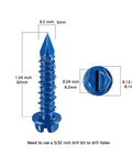 Blue hex head design showcasing Wensilon(30 PCS) 3/16" * 1-1/4" Slotted Hex Concrete Screws Anchor for masonry with size specifications.