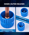 All In One Copper Pipe Cutter Kit For Tubing From Three Sixteenth To Two Inch With A Mini Cutter From One Eighth To One And One Eighth Inch Includes Deburring Tool Reamer Needle File Set Car Battery Cleaning Brush For Automotive HVAC Plumbing Wisscool showing blue reamer tool.