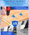 Person using a drill with Blue Deck Spacer Set for Uniform Gaps Between Deck Boards with Four Thicknesses on wooden deck.