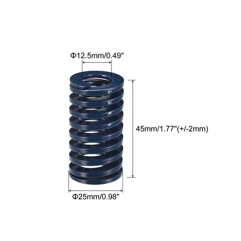 Four Piece 25mm Outer Diameter 45mm Free Length Die Spring Set For 3D Printers Blue Light Load Steel Closed End