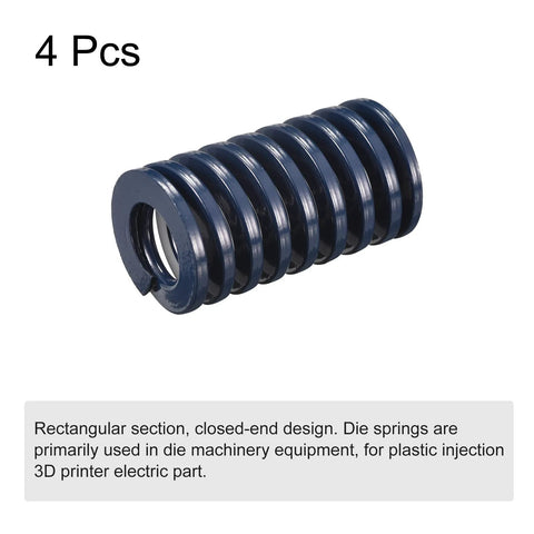 Four Piece 25mm Outer Diameter 45mm Free Length Die Spring Set For 3D Printers Blue Light Load Steel Closed End