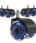 Heavy Duty 2 Inch Office Chair Casters Set Of Five For All Floors With Seven Sixteenth Inch Stem Universal 11x22mm Dual Rubber Wheels