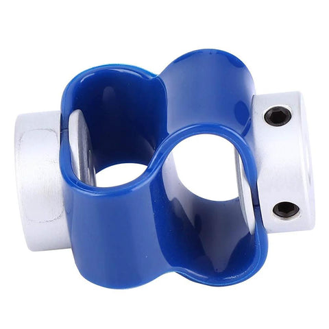 Flexible Shaft Coupler 6mm By 6mm Bore Beefy Glass Fiber Elastic Coupling For Encoder, blue and silver color, side view