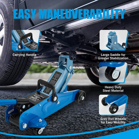 Beefy 1.5 Ton Floor Jack Low Profile For Cars With Single Piston Lift Pump Blue GAOLLY Steel Racing Jack under vehicle