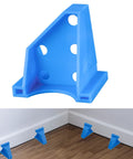 Flooring Spacers Kit With 1/4 Inch And 1/3 Inch Gaps For Wall Positioning, Stable Triangle Design, Blue Plastic, Installed on Floor