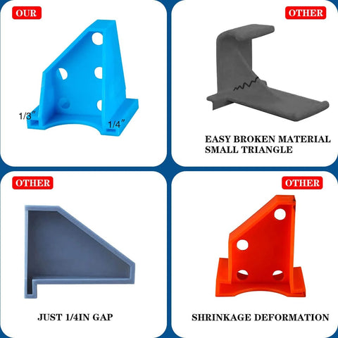 Flooring Spacers Kit with 1/4 Inch and 1/3 Inch Gaps, stable triangle design in blue, for laminate and vinyl plank installation, no tape needed.