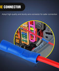 12 Pack 12V Car Add A Circuit Fuse Tap Kit With Standard Mini Micro2 And Low Profile Taps installed in a fuse box close-up view.