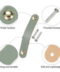 Leather Drawer Pulls Set 6 Pack With Double Hole Design And Screws Included Blue And Gold 96mm Hole Spacing, close-up detail.