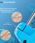 Close-up of blue Stitch Gun For Clothes Quick Fix Tool Not A Sewing Machine Handheld Tag Gun with 5mm needle for fabrics.