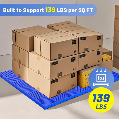 Nestable Plastic Pallets For Basement And Warehouse Storage Ten Pack 23.6x11.8x1.18 Inches Blue HDPE Moisture Proof Durable Lightweight