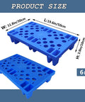 Set Of 6 Lightweight Blue Plastic Pallets For Warehouse And Kitchen Use, Nestable HDPE Polyethylene Pallets With Breathable Grid