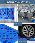 Set Of 6 Lightweight Blue Plastic Pallets for Warehouse and Kitchen Use, Nestable HDPE Polyethylene with Breathable Grid Surface