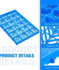 Blue Six Pack Plastic Pallets For Basement Storage HDPE Waterproof Grid Ventilation Floor Pallets with close-up details