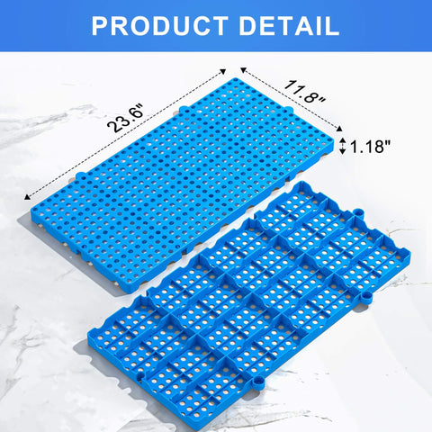 Six Pack Interlocking HDPE Plastic Pallets for Basement Storage, Lightweight Stage Platforms Measuring 23.6 x 11.8 x 1.18 Inches