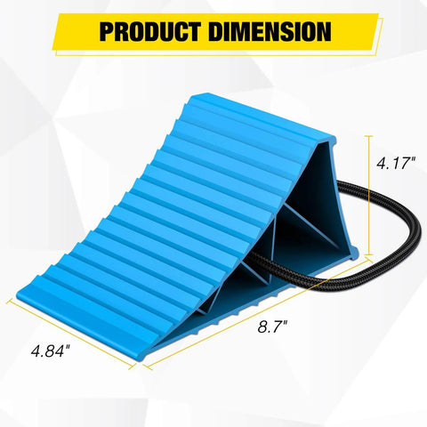 Heavy Duty Wheel Chocks 2-Pack for Cars, Trucks, RVs, Trailers and Motorcycles - Secure, Durable Poly Wheel Stops with Pull Strap, Lightweight.