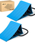 Heavy Duty Wheel Chocks 2-Pack for Cars, Trucks, RVs, Trailers and Motorcycles - Secure, Durable Poly Wheel Stops with Pull Strap
