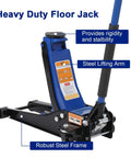 Low Profile 3 Ton Hydraulic Floor Jack With Dual Piston Quick Lift For Cars Trucks SUVs GarveeTech Lift Range From 3 Inches Up To Nineteen And A Half Inches Heavy Duty Steel Construction Blue