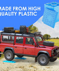 Heavy Duty RV Leveling Blocks 12 Pack With Interlocking Design And Packing Bag supporting a red off-road vehicle on grass