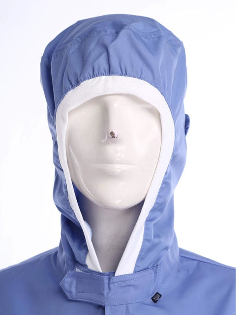 Durable Hooded Lab Coat For Men Women Unisex Cleanroom Lab Jacket In Blue 3X-Large With Hooded Style Ear Loop Options Front Hook Fastener