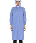 Durable Hooded Lab Coat For Men Women Unisex Cleanroom Lab Jacket In Blue 3X-Large With Hooded Style Front Hook Loop Fastener 100% Polyester