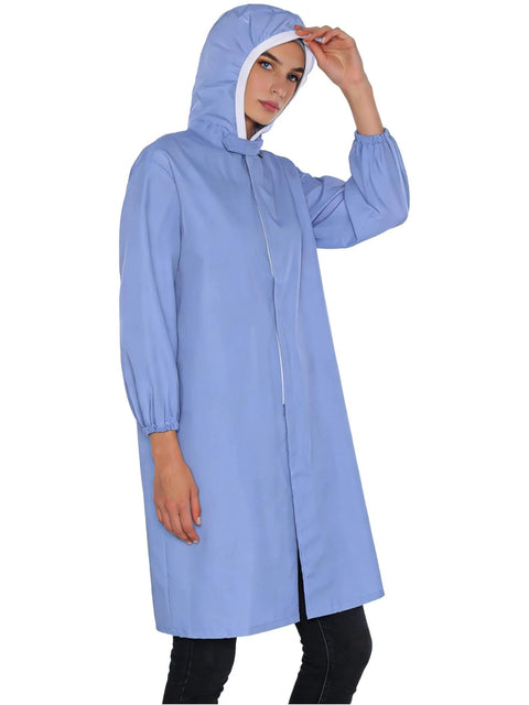 Durable Hooded Lab Coat For Men Women Unisex Cleanroom Lab Jacket In Blue 3X-Large With Hooded Style 100 Percent Polyester