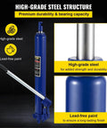 Beefy 8 Ton Hydraulic Long Ram Jack With Single Piston Pump and Clevis Base for Garage and Shop Cranes Engine Lifts Blue