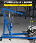 Beefy 8 Ton Hydraulic Long Ram Jack With Single Piston Pump And Clevis Base For Garage and Shop Cranes lifting engine in workshop
