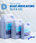 Blue Indicating Silica Gel Beads 3 To 5 Mm Desiccants Reusable Moisture Absorbers For Storage And Electronics, containers displayed