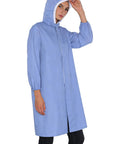 Durable Unisex Lab Coat For Men And Women With Hooded Or Hatless Design In Blue 100 Percent Polyester Lab Jacket For Workshop Medium