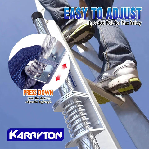 Sturdy Blue Ladder Levelers For Type II, I And IA Extension Ladders Up To 32 Feet With Anti Slip Threaded And Adjustable Legs
