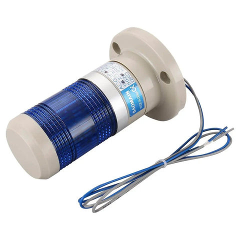 Blue LED Industrial Signal Light Tower Lamp For 24V DC Machinery, Continuous Light Beacon With Direct Mount, 80mm Base, 124mm Tall