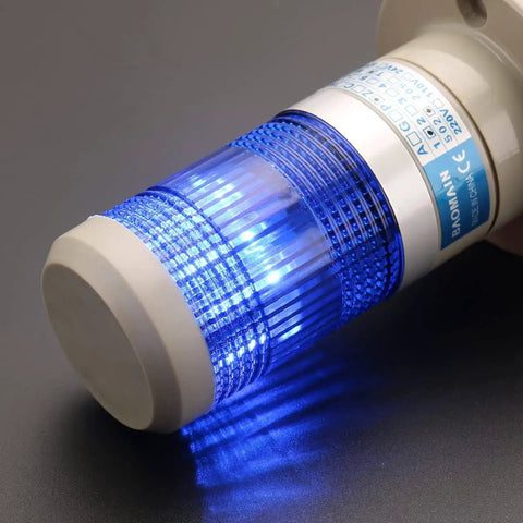 Blue LED Industrial Signal Tower Light For 110V AC Machines By Baomain Continuous Warning Indicator LTP 502T close-up