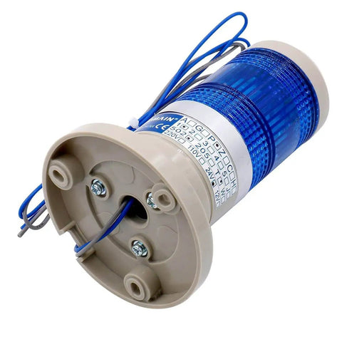 Blue LED Industrial Signal Tower Light For 110V AC Machines By Baomain Continuous Warning Indicator LTP 502T 80mm Base 125mm Overall
