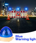 Industrial 110V Blue LED Warning Light Signal Tower Lamp With Steady Flash For 110V AC Systems Nxtop N3072B against city backdrop