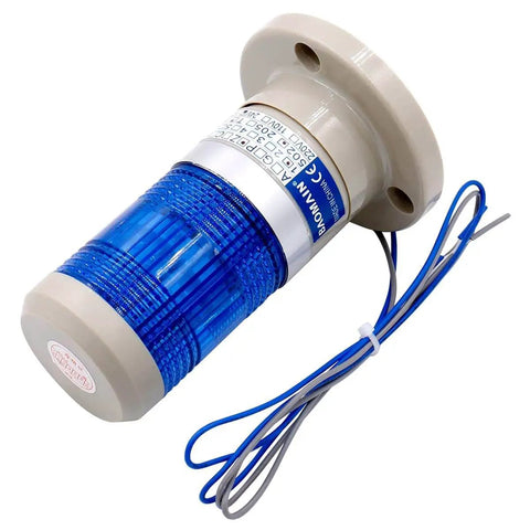 Blue LED Industrial Signal Tower Light For 110V AC Machines By Baomain Continuous Warning Indicator LTP 502T 80mm Base 125mm