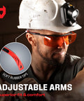 Worker wearing Blue Light Blocking Glasses for Over Glasses With ANSI Z87 1 and UV Protection, showcasing adjustable arms