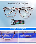 Tortoiseshell blue light glasses with digital device protection display