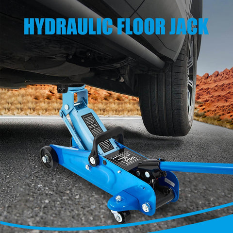 Beefy 1.5 Ton Floor Jack Low Profile For Cars With Single Piston Lift Pump Blue GAOLLY Steel Racing Jack lifting a car