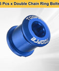 Blue M8 aluminum chainring bolts set delivers CNC precision, anodized finish for bikes, close-up view