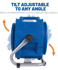 Portable 1/5 HP, 870 CFM Mini Axial Air Mover Fan with Wall Mount Option for Water Damage, Drying and Ventilation, Blue, MA-870, Small