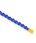 Blue flexible pipe with yellow flat nozzle, part of Mist Cooling Spray System For Metal Cutting Engraving Machines With 12 Piece Nozzle Kit