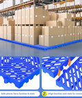Nestable Plastic Pallets For Basement And Warehouse Storage Ten Pack 23.6x11.8x1.18 Inches Blue HDPE supporting boxes